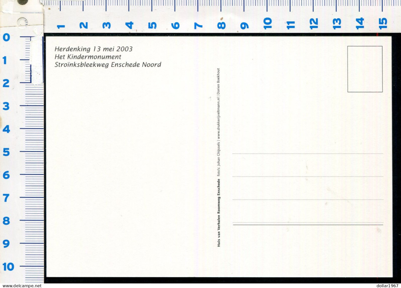 Herdenking 13-mei 2003  , Stroinksbleekweg Enschede - Not  Used : - 2 Scans For Originalscan !! - Enschede