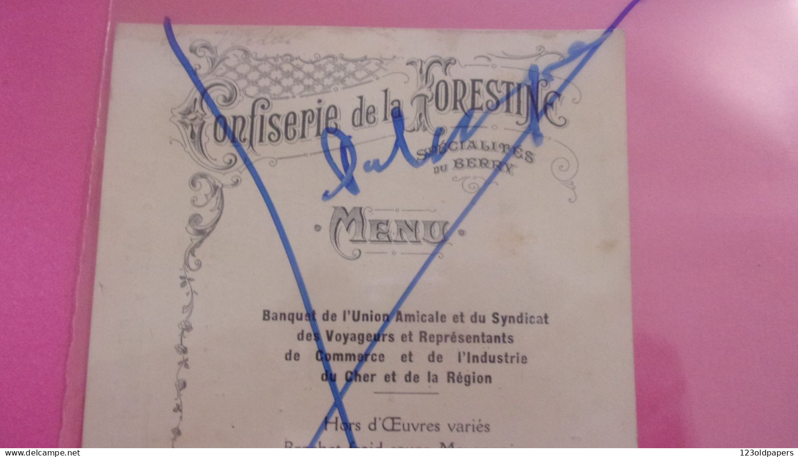 1924  CONFISERIE DE LA FORESTINE BOURGES BANQUET REPRESENTANT COMMERCE PALMARIUM SERAUCOURT TAVERNIER - Menükarten