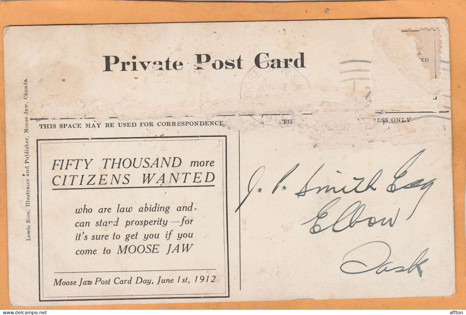Moose Jaw Saskatchewan Canada Old Postcard - Other & Unclassified
