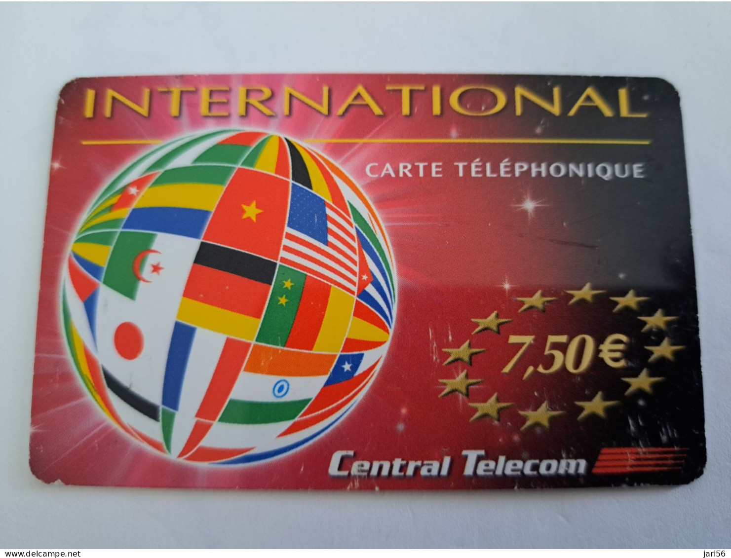 FRANCE/FRANKRIJK  /€ 7,50 /  CENTRAL TELECOM  / COUNTRY FLAGS/ PREPAID  USED    ** 14671** - Nachladekarten (Handy/SIM)