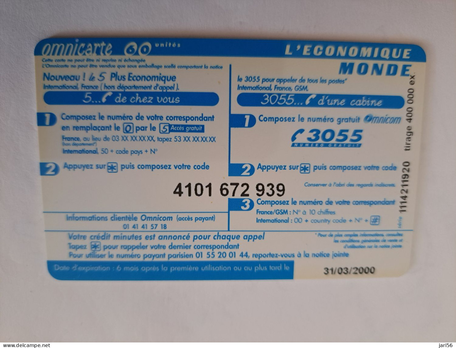 FRANCE/FRANKRIJK  / 50   U  / OMNICOM/ LECONOMIQUE FRANCE // PREPAID  USED    ** 14675** - Mobicartes: Móviles/SIM)