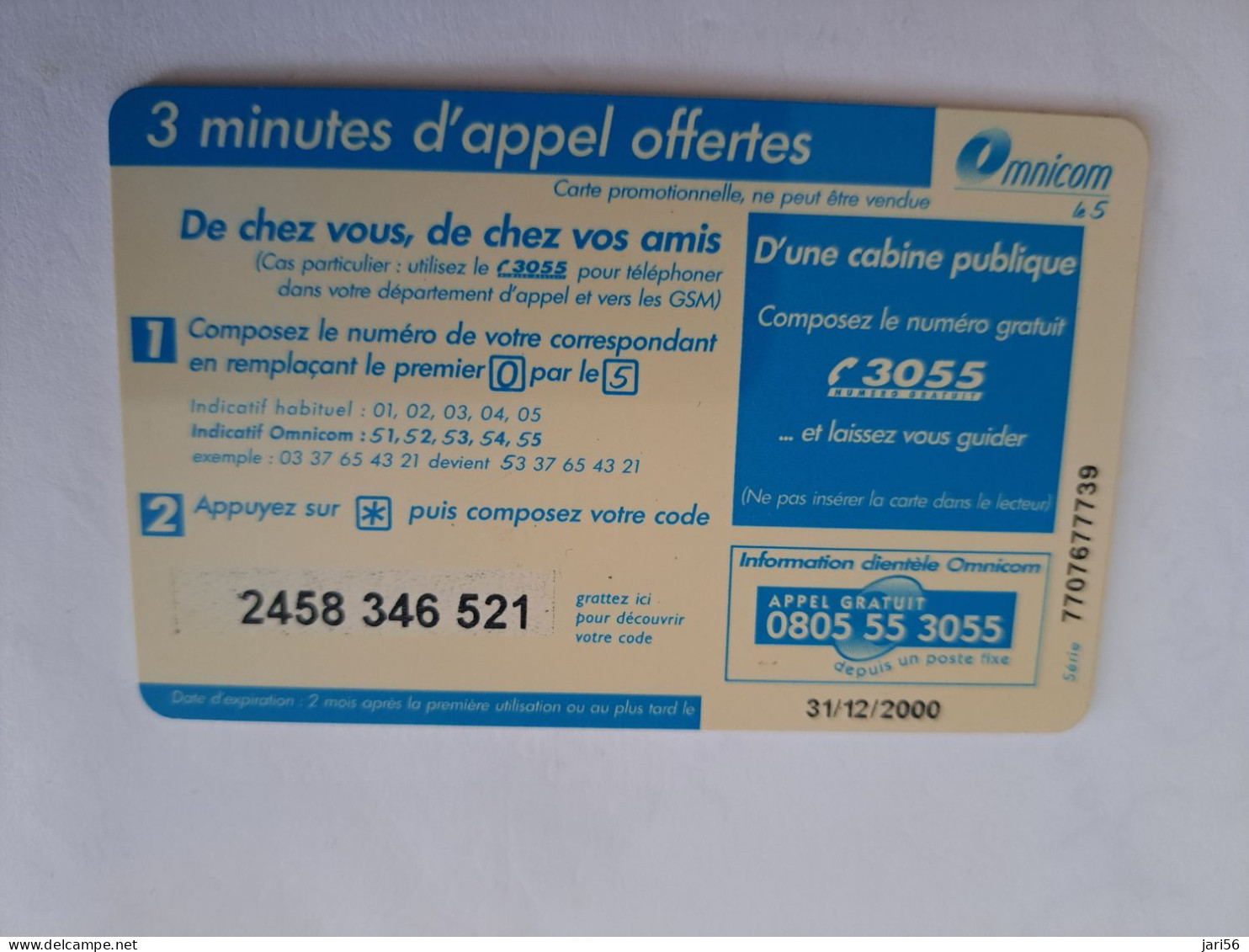 FRANCE/FRANKRIJK  / 3 MIN   / OMNICOM/ LECONOMIQUE FRANCE // PREPAID  USED    ** 14676** - Voorafbetaalde Kaarten: Gsm