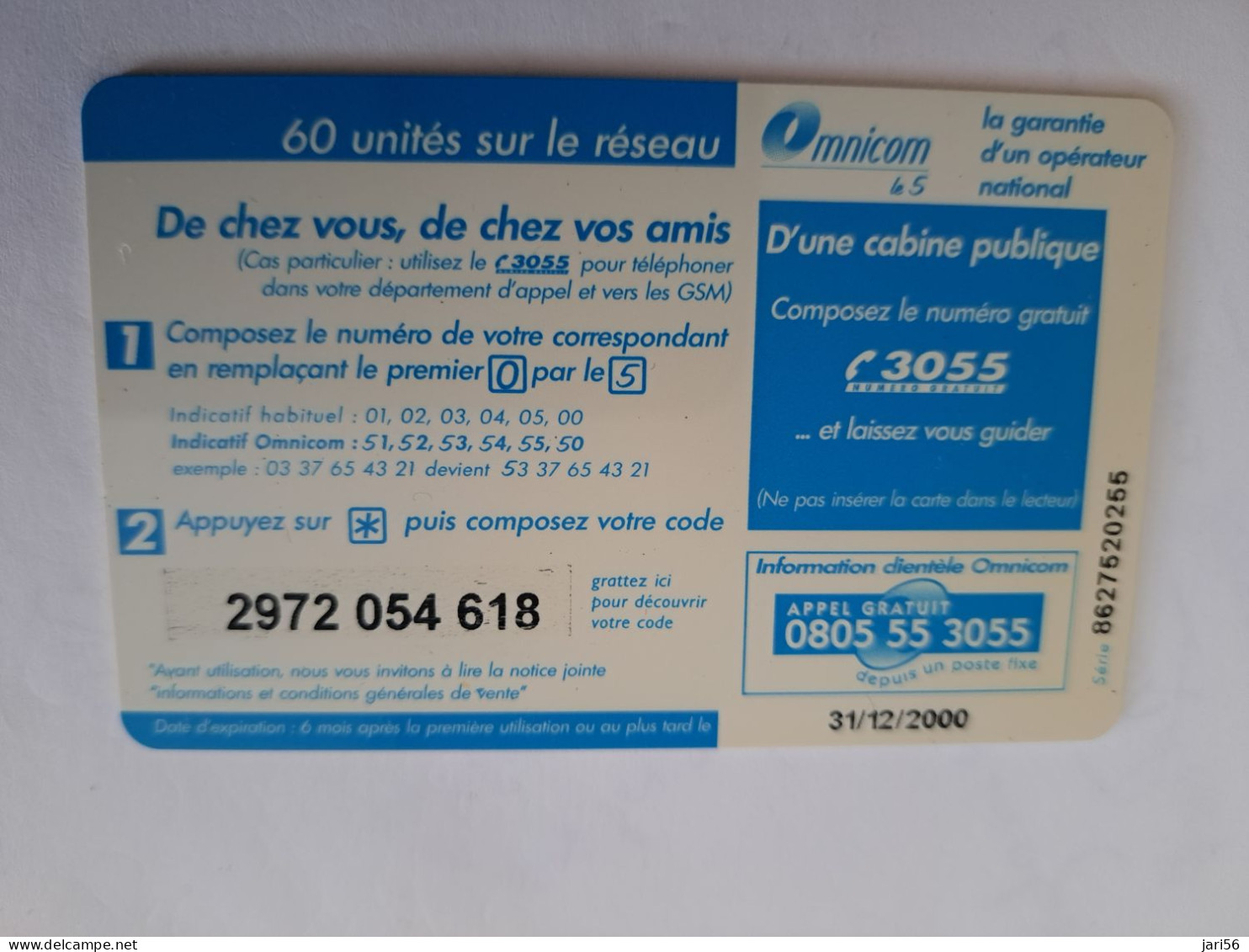 FRANCE/FRANKRIJK  / 50 UNITS / OMNICOM/ CARTE TELEPHONE  / PREPAID  USED    ** 14679** - Mobicartes: Móviles/SIM)