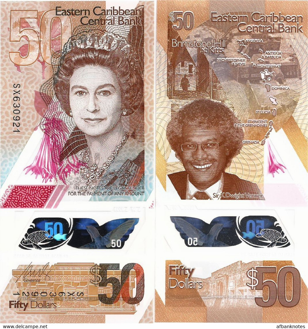 EAST CARIBBEAN STATES       50 Dollars       P-W59        ND (2019)      UNC - Oostelijke Caraïben