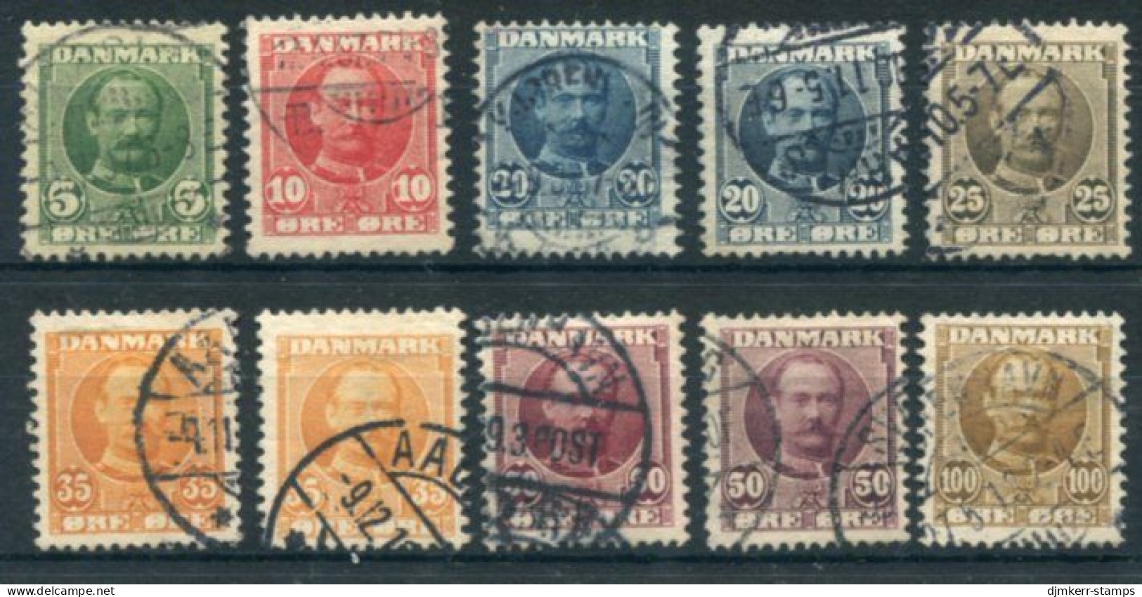 DENMARK 1907 Frederik VIII Definitive Set With Shades Used. Michel 53-59 - Gebraucht