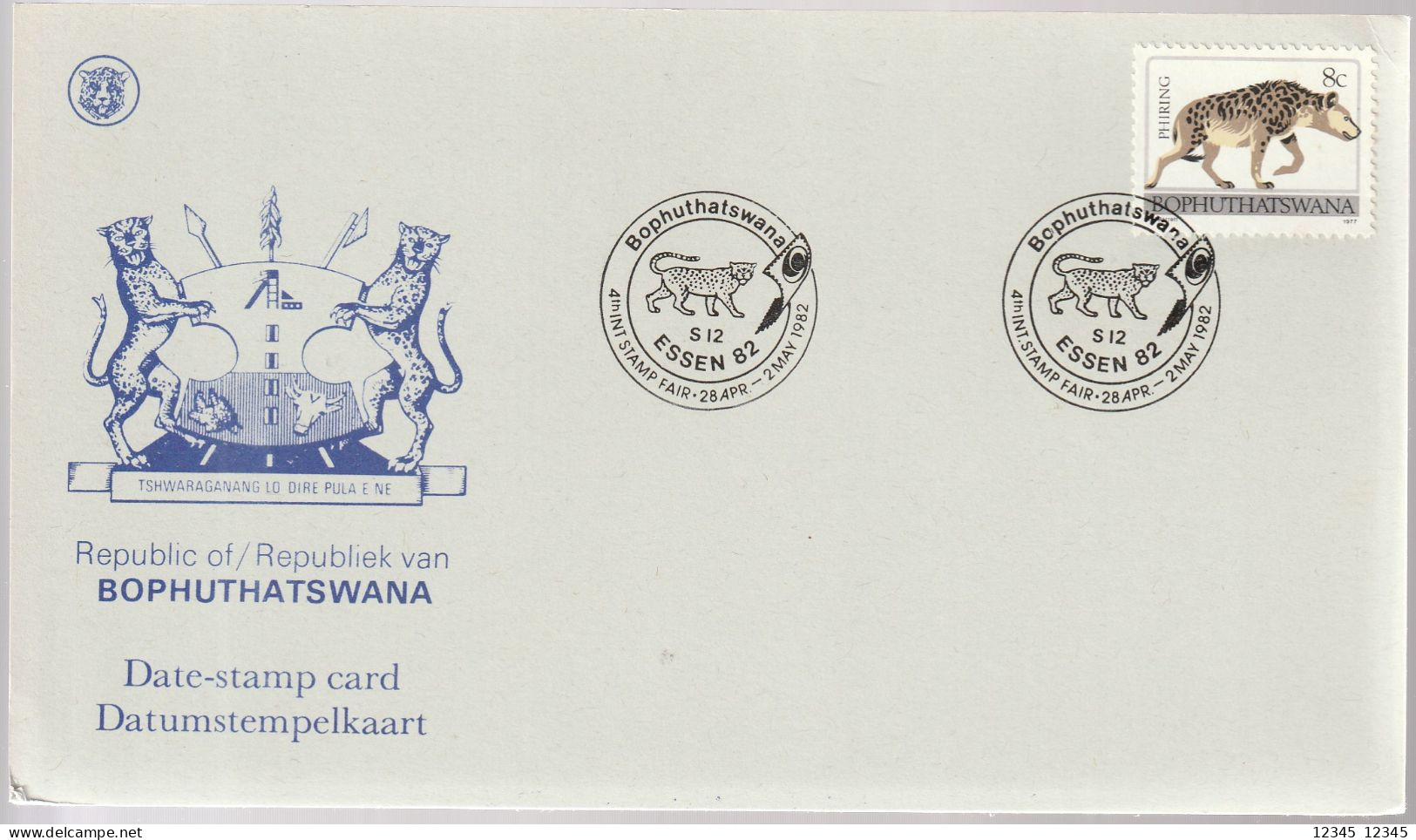 Bophutswana 1982, Date Stamp Card, 4th International Stamp Fair - Bophuthatswana