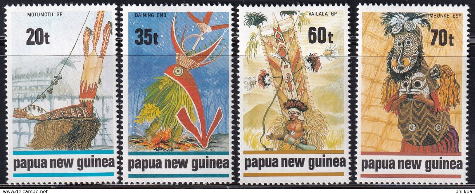 MiNr. 602 - 605 Papua-Neuguinea 1989, 6. Sept. Traditionelle Tanzmasken - Postfrisch/**/MNH - Papua New Guinea