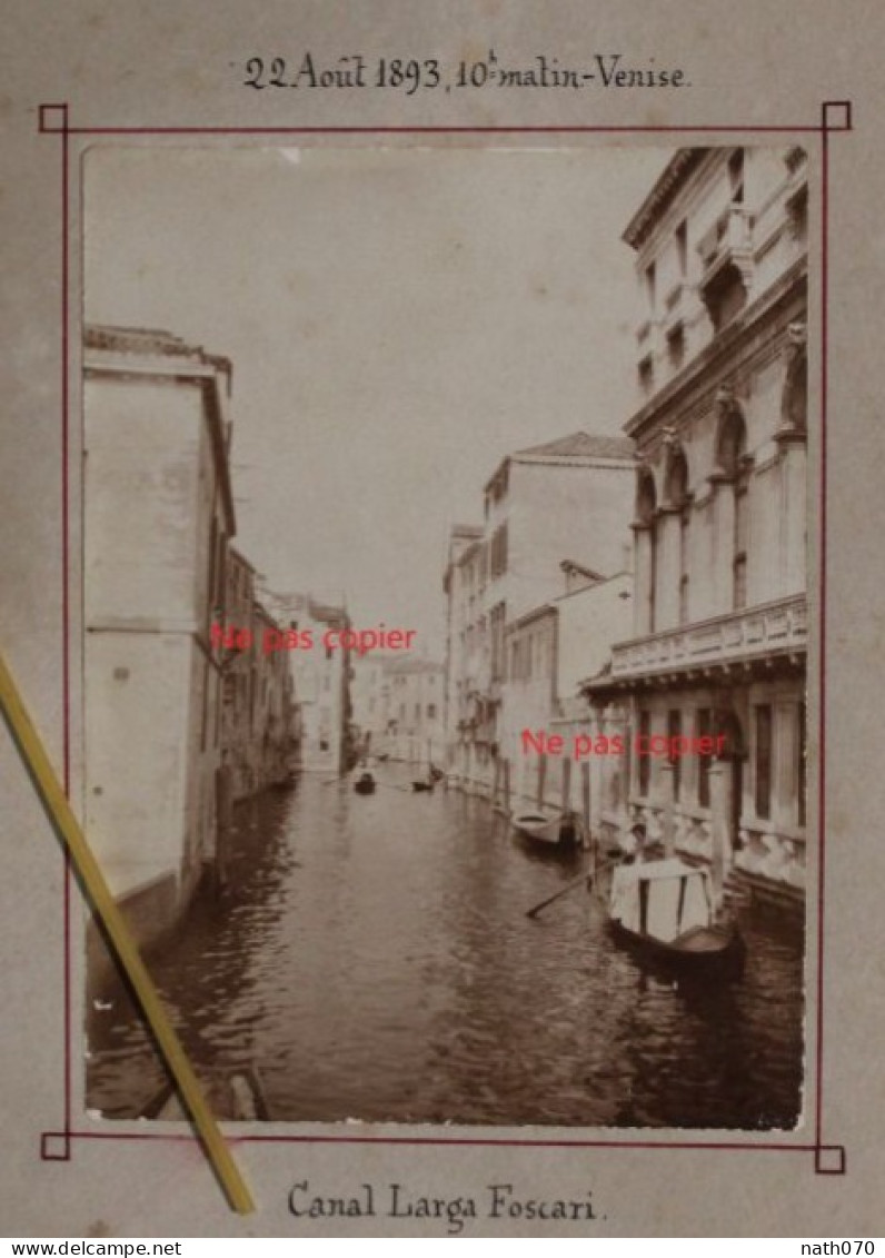 Photo 1893 Venise Canal Larga Foscari Italie Tirage Albuminé Albumen Print Vintage Animée Venezia - Antiche (ante 1900)