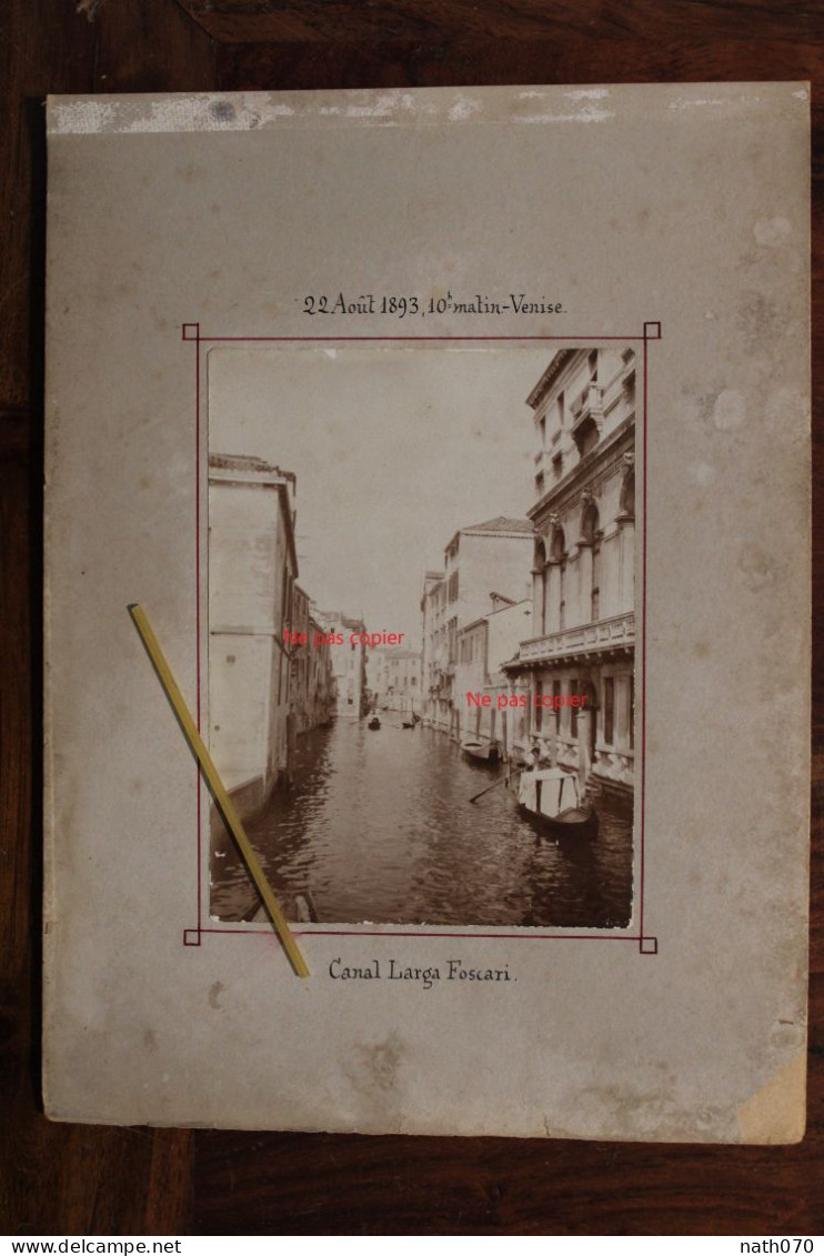 Photo 1893 Venise Canal Larga Foscari Italie Tirage Albuminé Albumen Print Vintage Animée Venezia - Antiche (ante 1900)