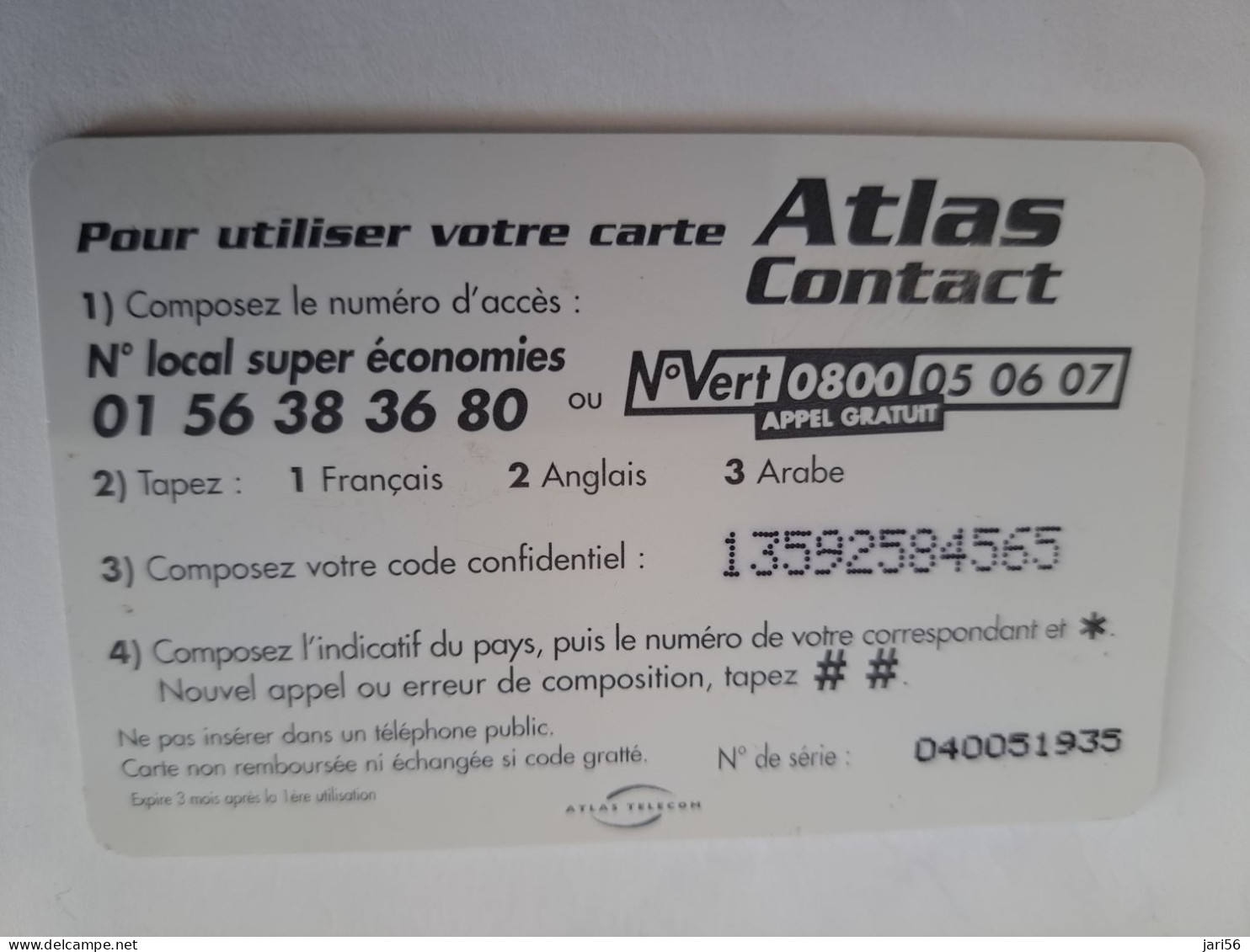 FRANCE/FRANKRIJK  / FR 50/  ATLAS CONTACT        / PREPAID  USED    ** 14692** - Mobicartes: Móviles/SIM)