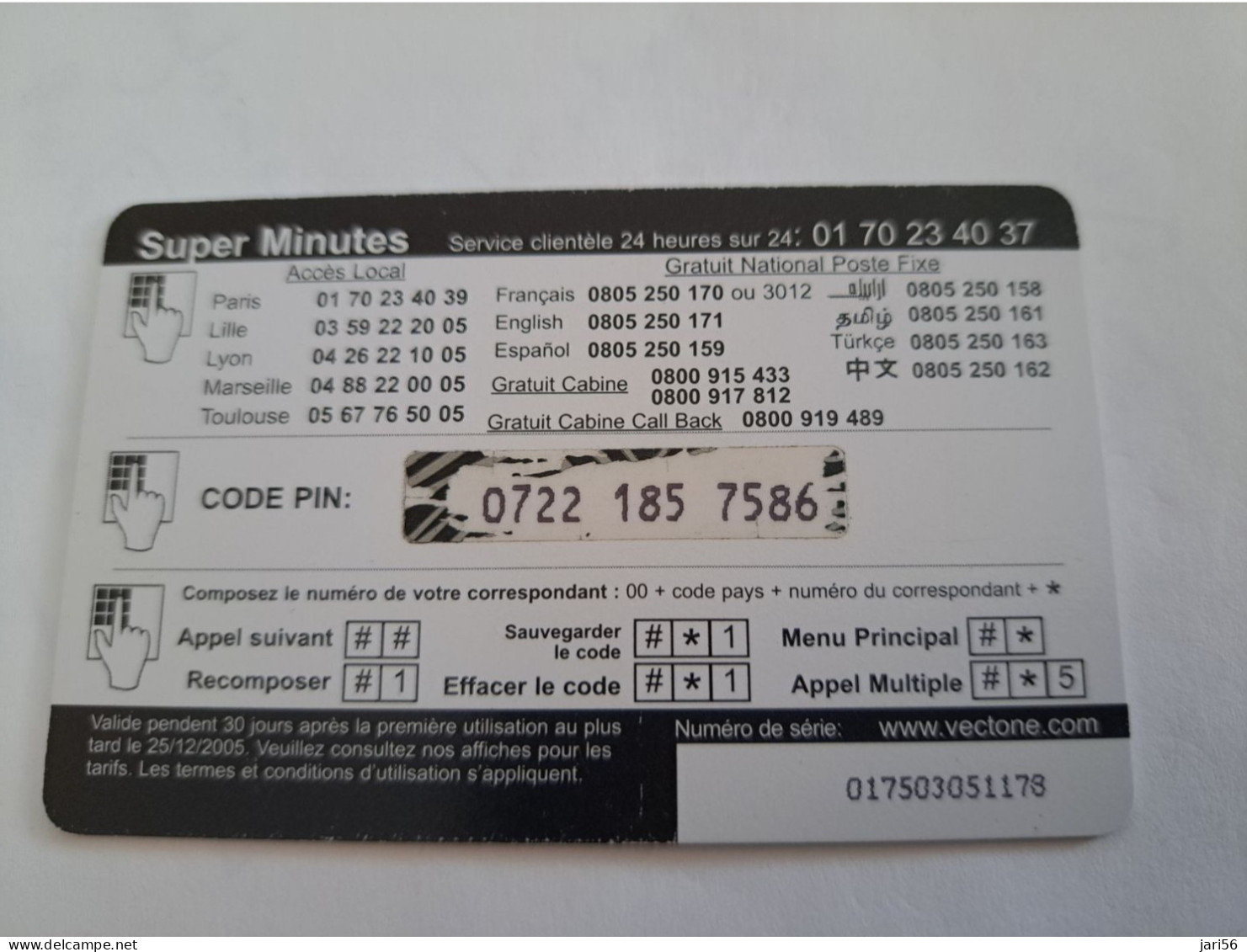 FRANCE/FRANKRIJK  / € 7,5/ VECTONE/ SUPER MINUTES      / PREPAID  USED    ** 14702** - Voorafbetaalde Kaarten: Gsm