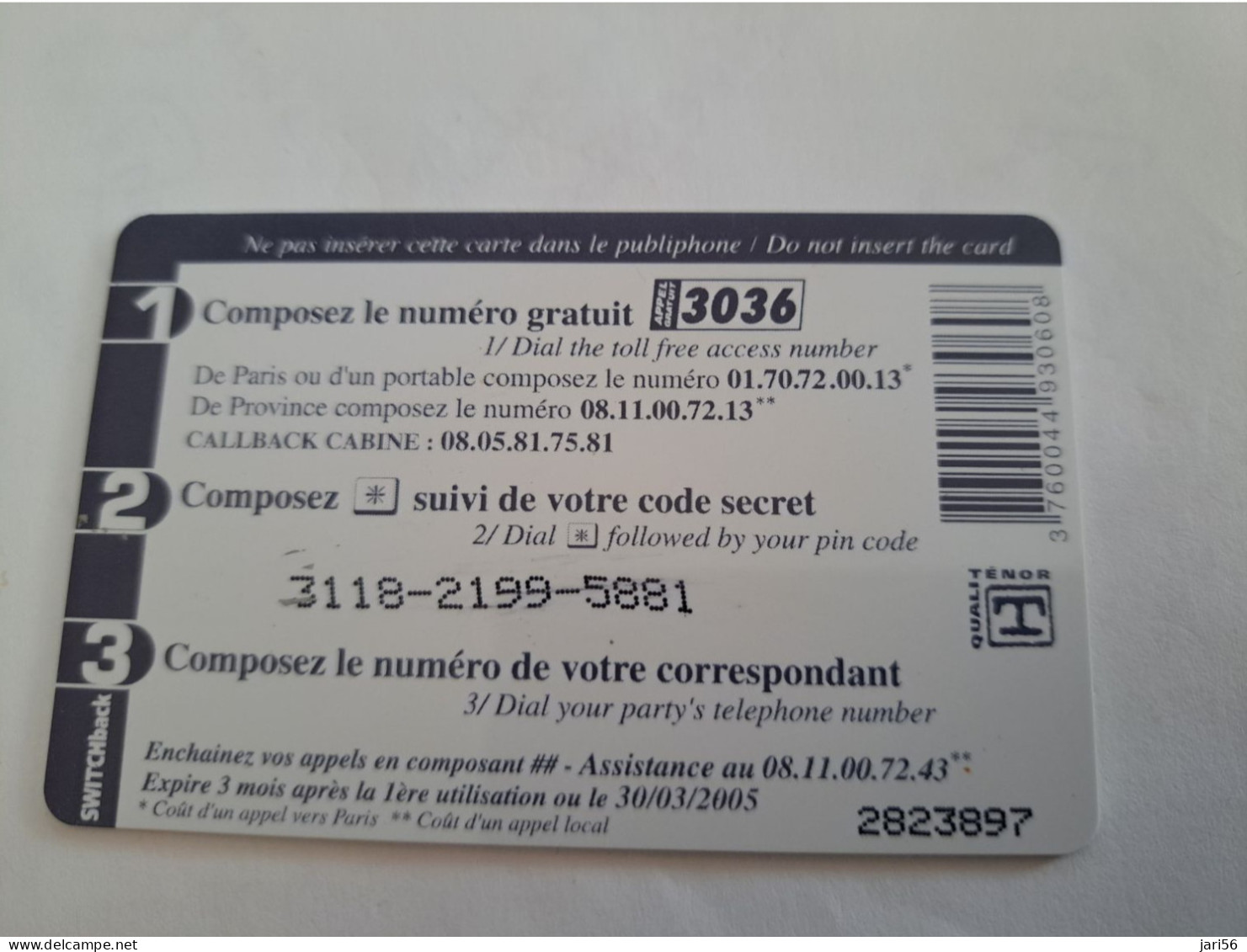 FRANCE/FRANKRIJK  / € 3,- UNIVERTEL EUROPE/ DOM TOM      / PREPAID  USED    ** 14703** - Nachladekarten (Handy/SIM)