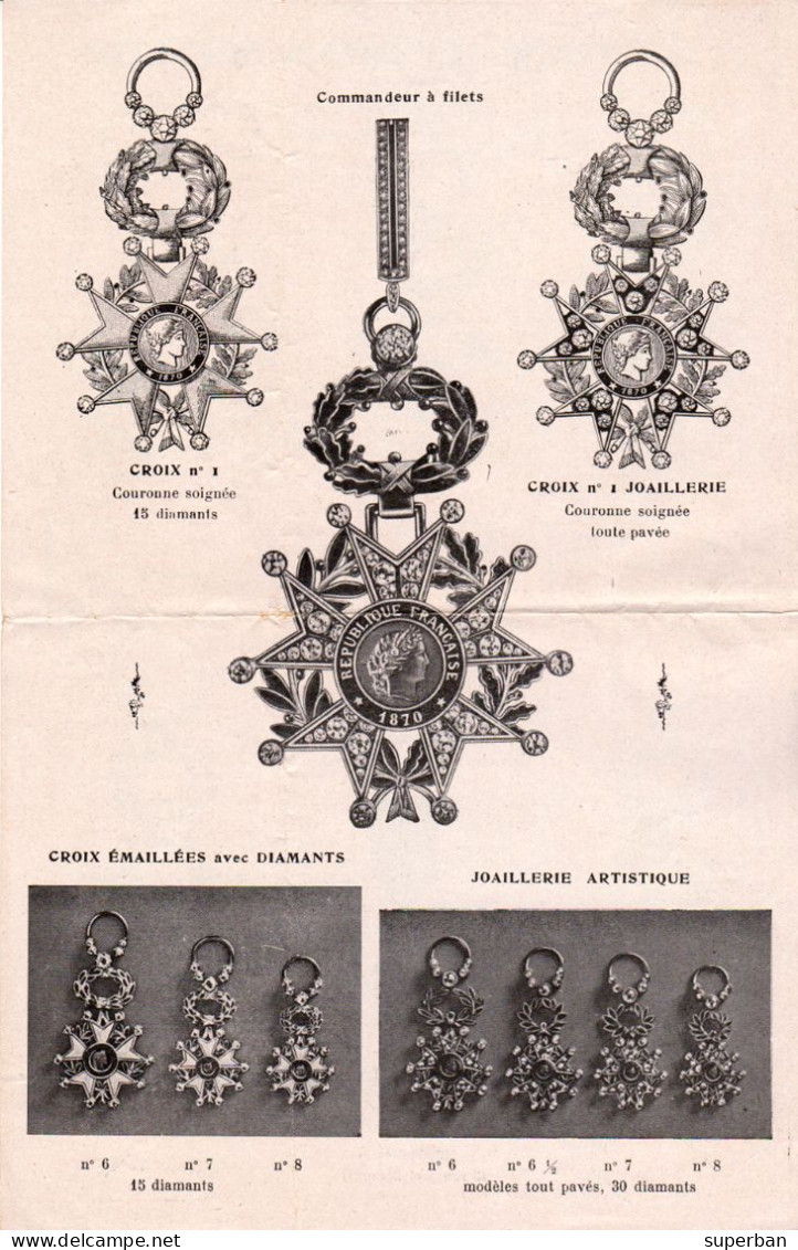 DÉPLIANT PUBLICITAIRE : LOUIS AUBERT / FABRIQUE : ORDRES / MÉDAILLES INSIGNES RUBANS / LÉGION D'HONNEUR / PARIS (am148)