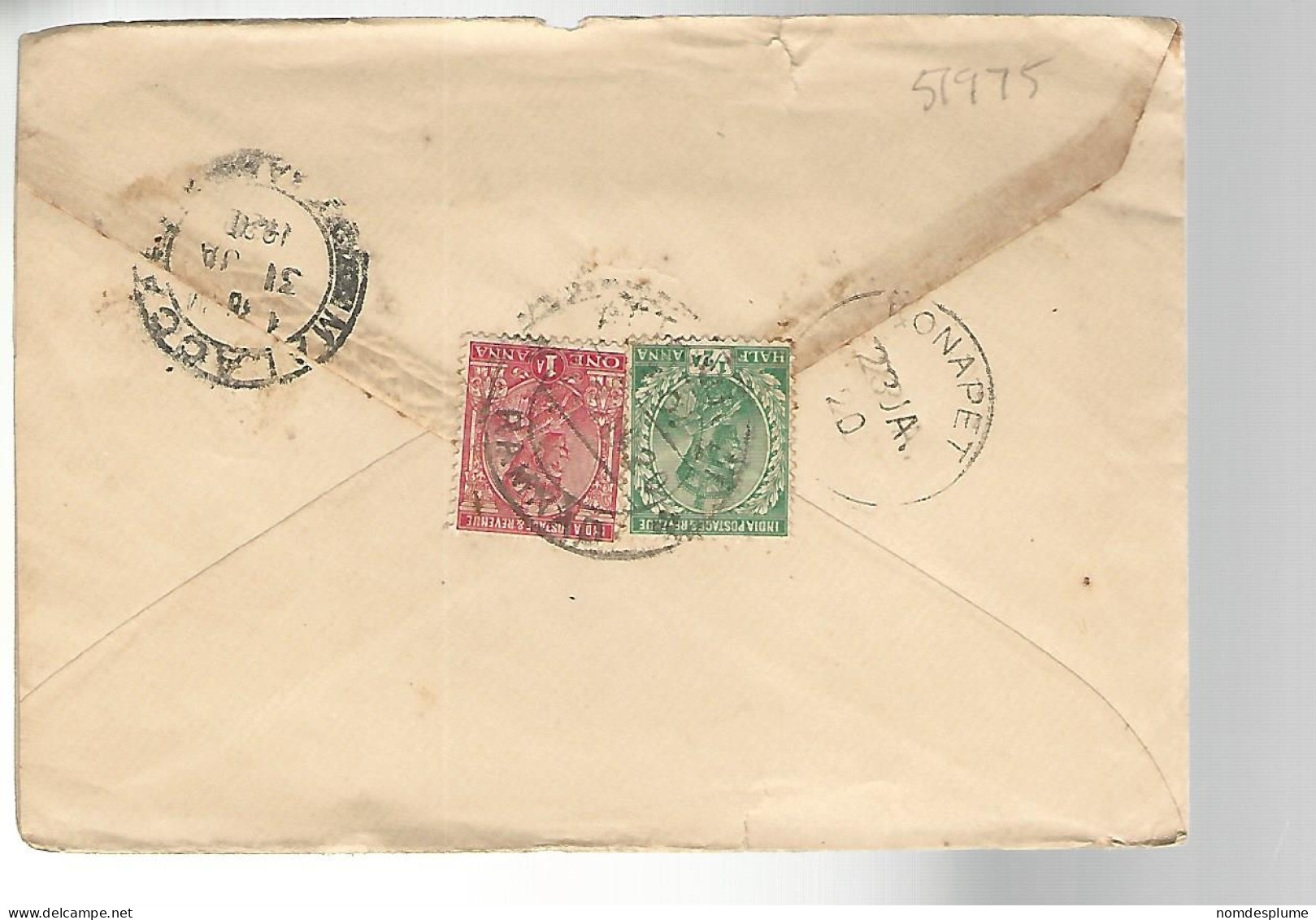 51975) Cover India Postmark Konapet 1920 - Covers