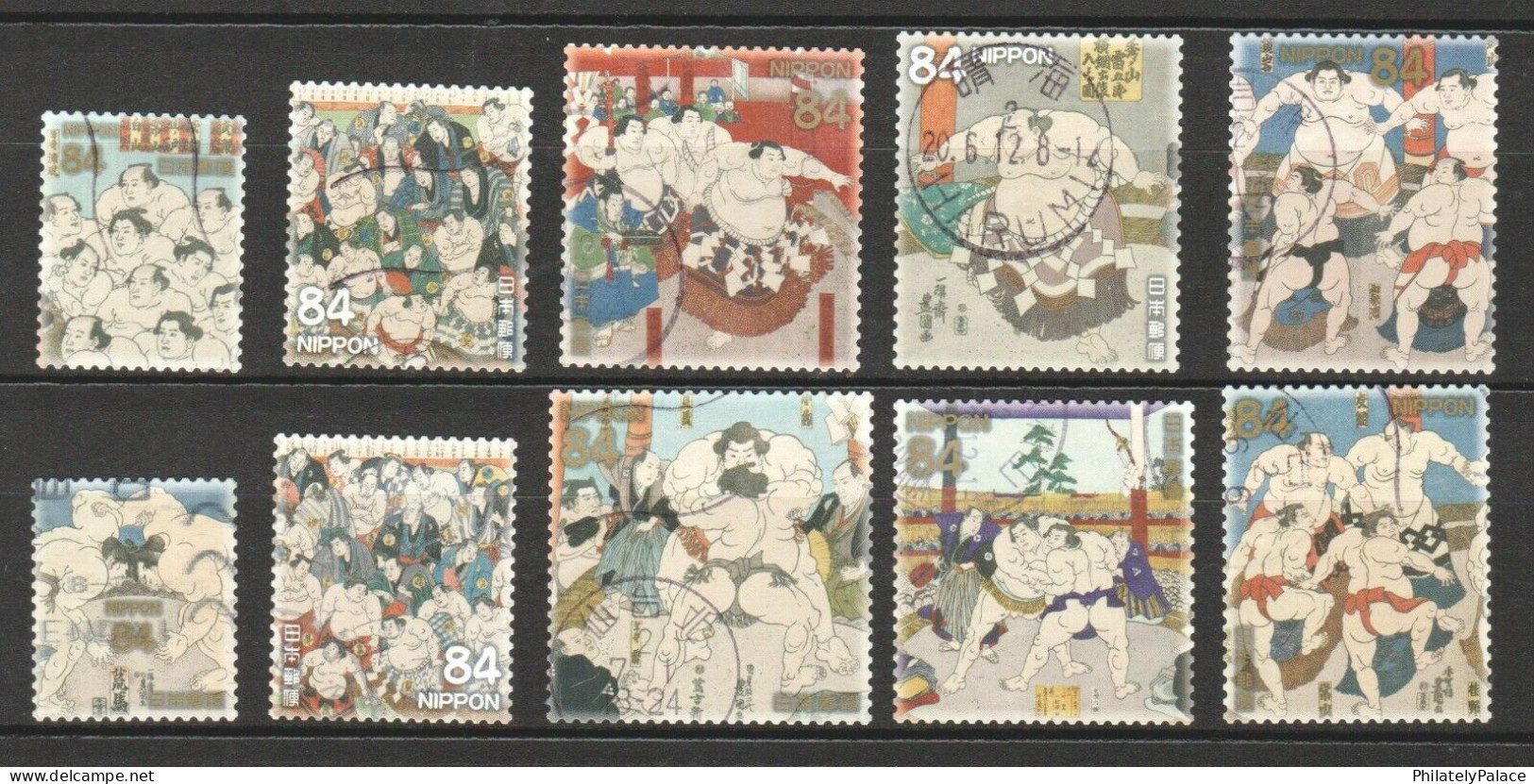 JAPAN 2020 TRADITIONAL CULTURE PART 3 SUMO 84 YEN,CULTURE TRADITIONAL ,SPORT, GAME, 10V SET USED - Oblitérés