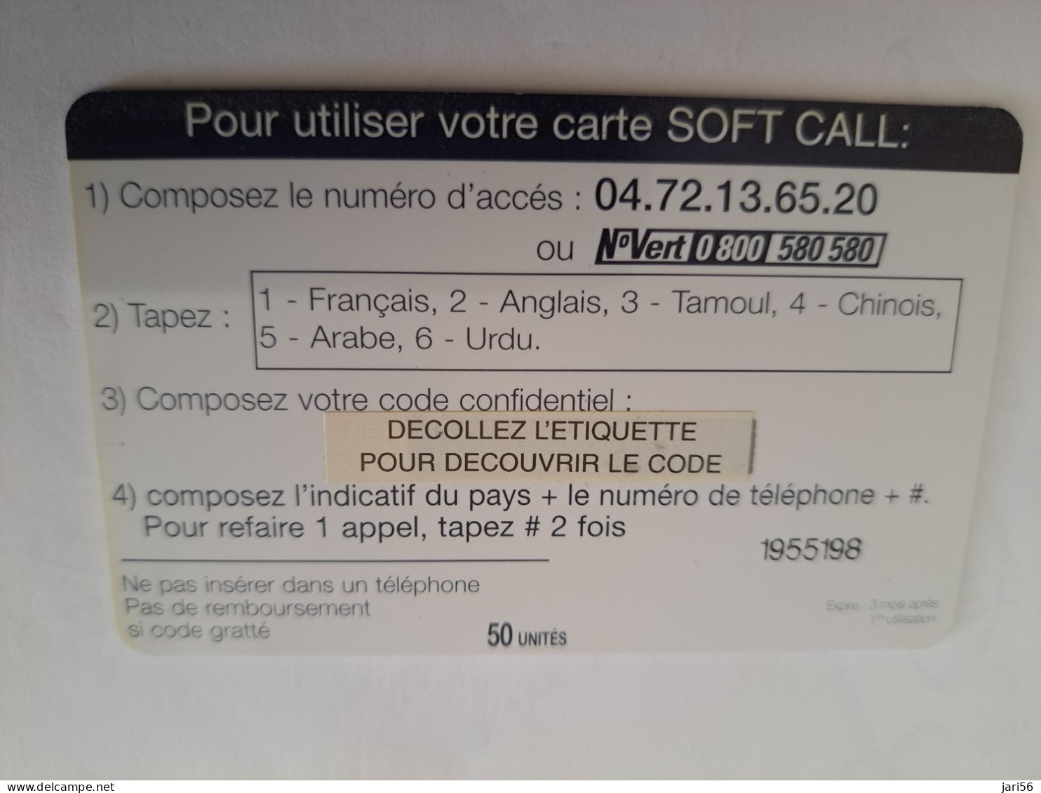 FRANCE/FRANKRIJK  / 50 FR / SOFT CALL/ LIGHTBULB WITH PLANET EARTH     / PREPAID  USED         ** 14723** - Nachladekarten (Handy/SIM)