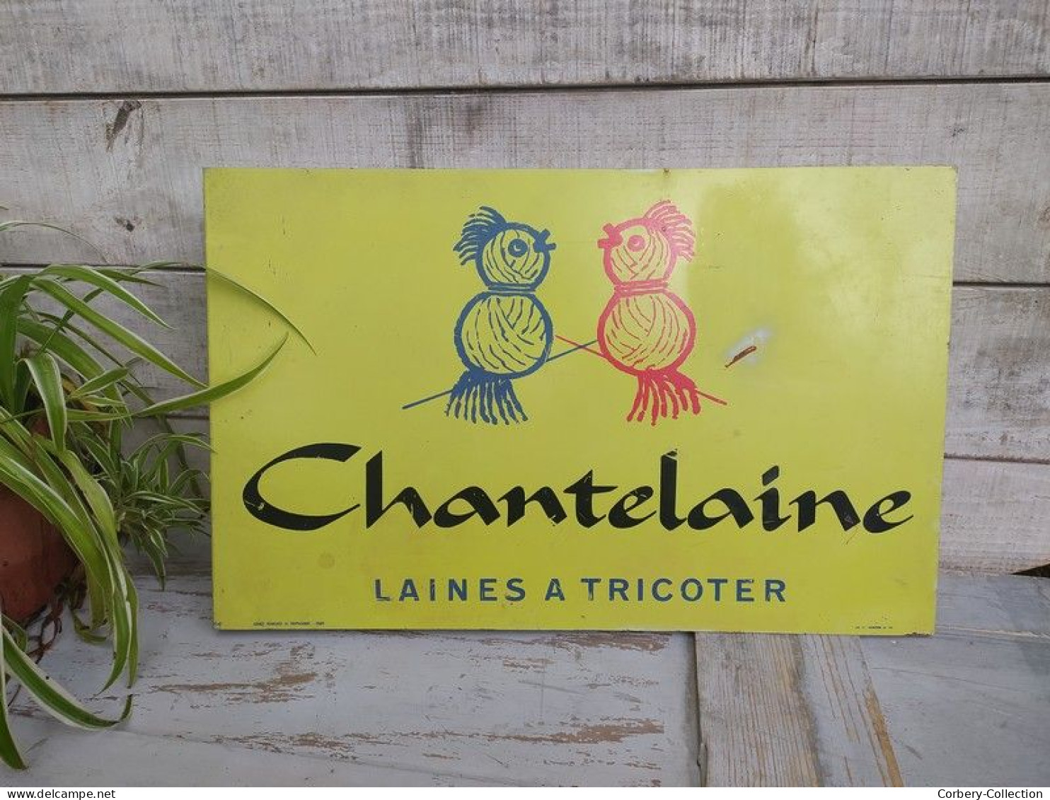 Ancienne Plaque Enseigne Tôle Publicitaire Chantelaine Laines à Tricoter - Drogisterij