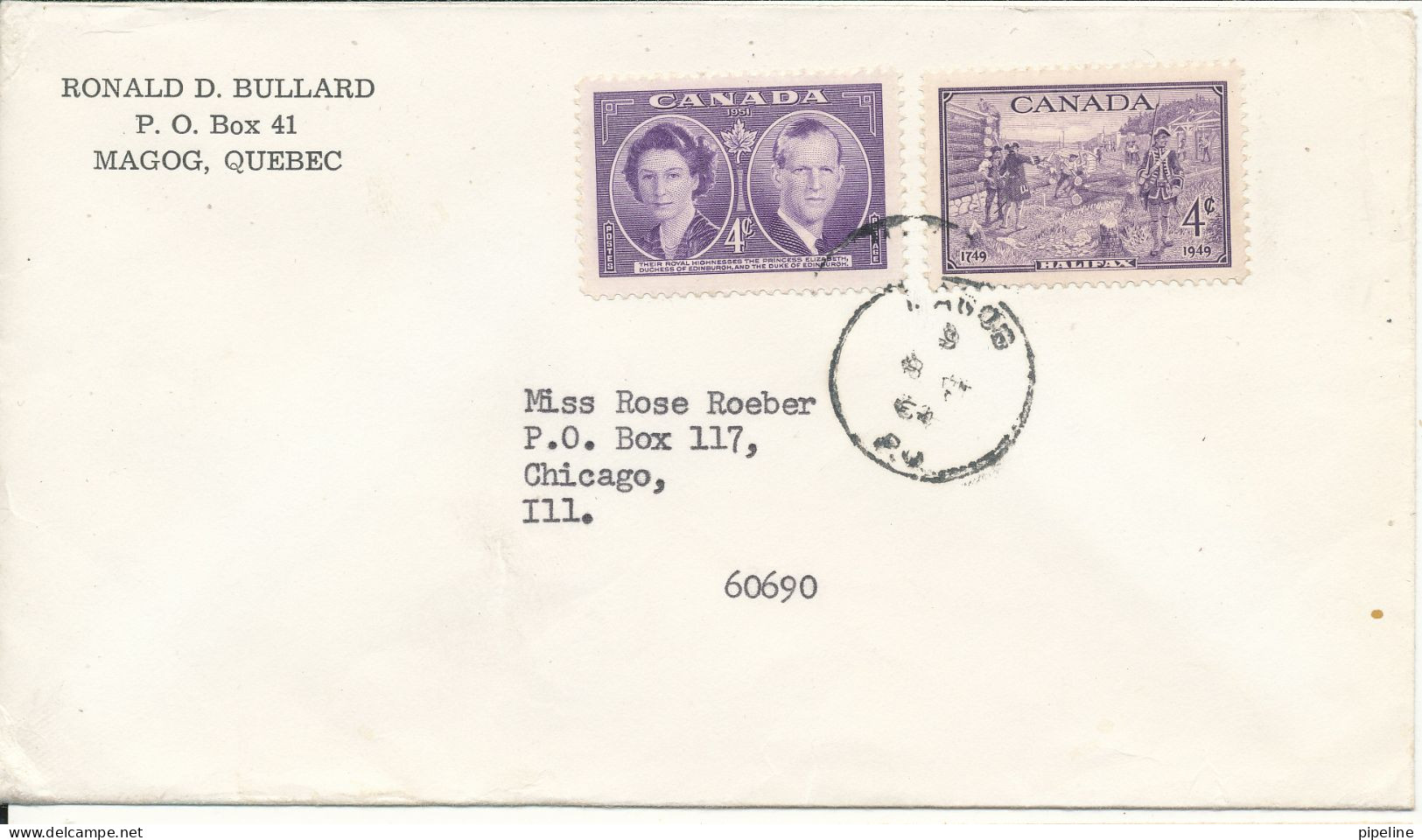 Canada Cover Sent To USA Magog 1951 Nice Cover - Brieven En Documenten