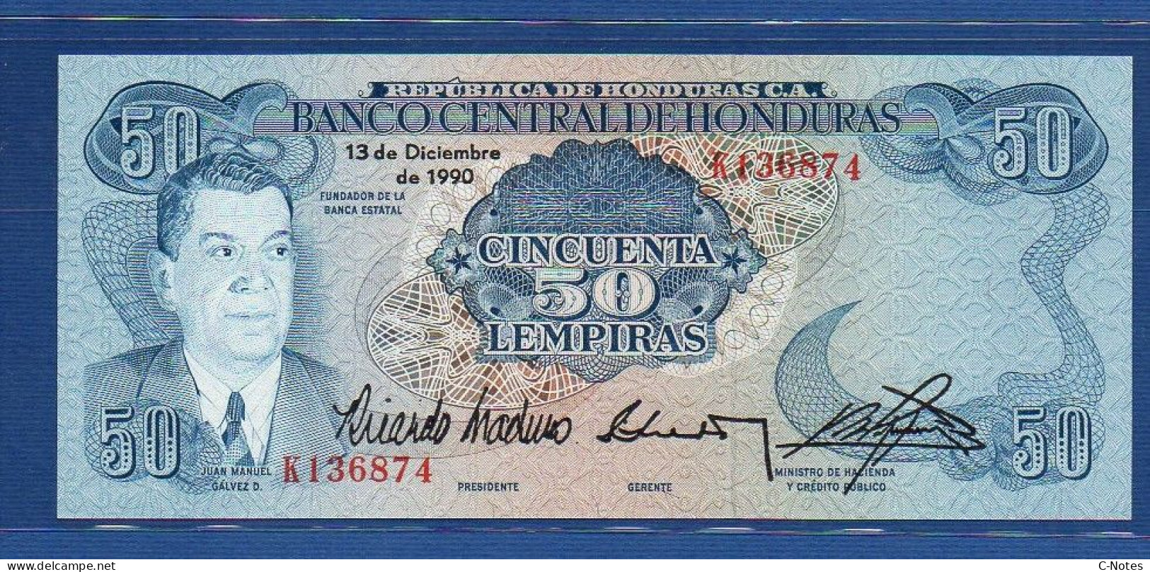 HONDURAS - P. 66c – 50 Lempiras 13.12.1990 UNC, S/n K136874 - Honduras