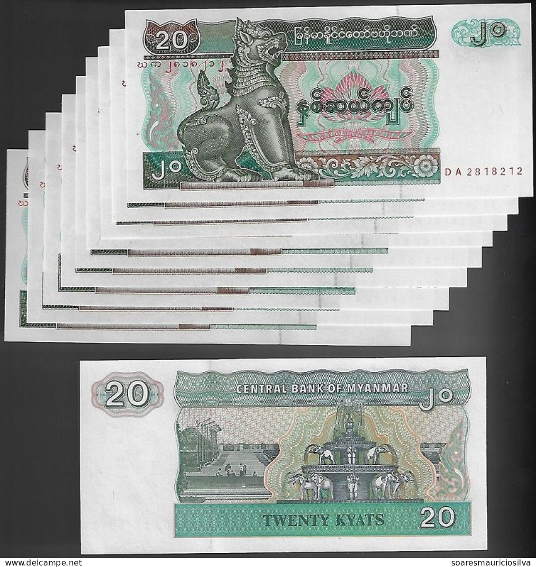 10x Banknote Myanmar 20 Kyats 1994 Pick-72 Uncirculated - Myanmar