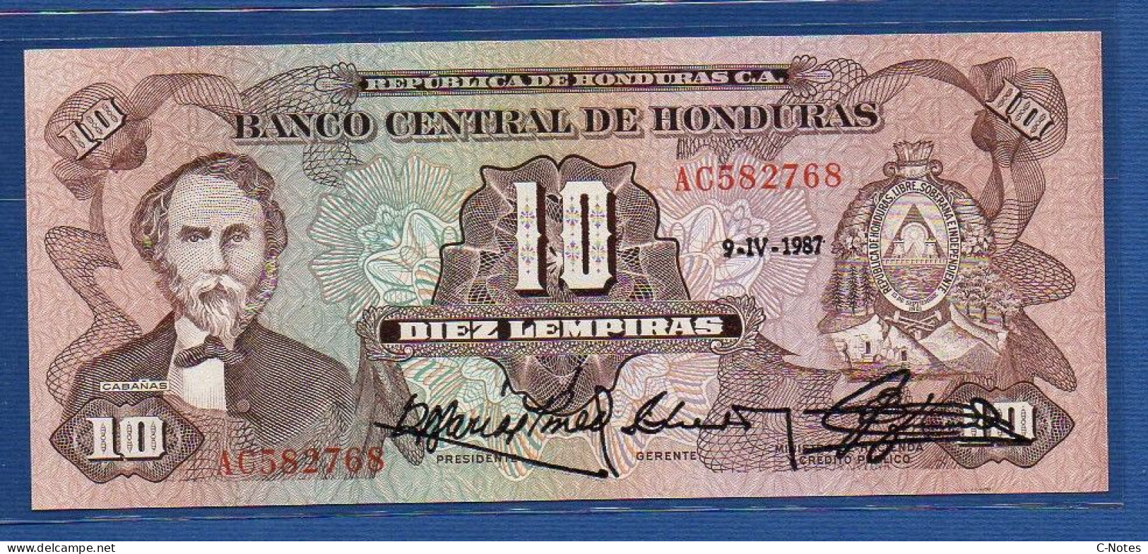 HONDURAS - P. 64b – 10 Lempiras 9.IV.1987 UNC, S/n AC582768 - Honduras