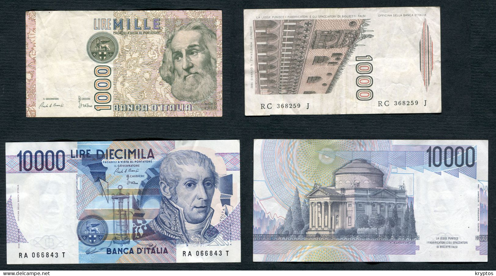 Italy - 2 Banknotes: A: 10000 LIRE B: 1000 LIRE (used) - 10.000 Lire