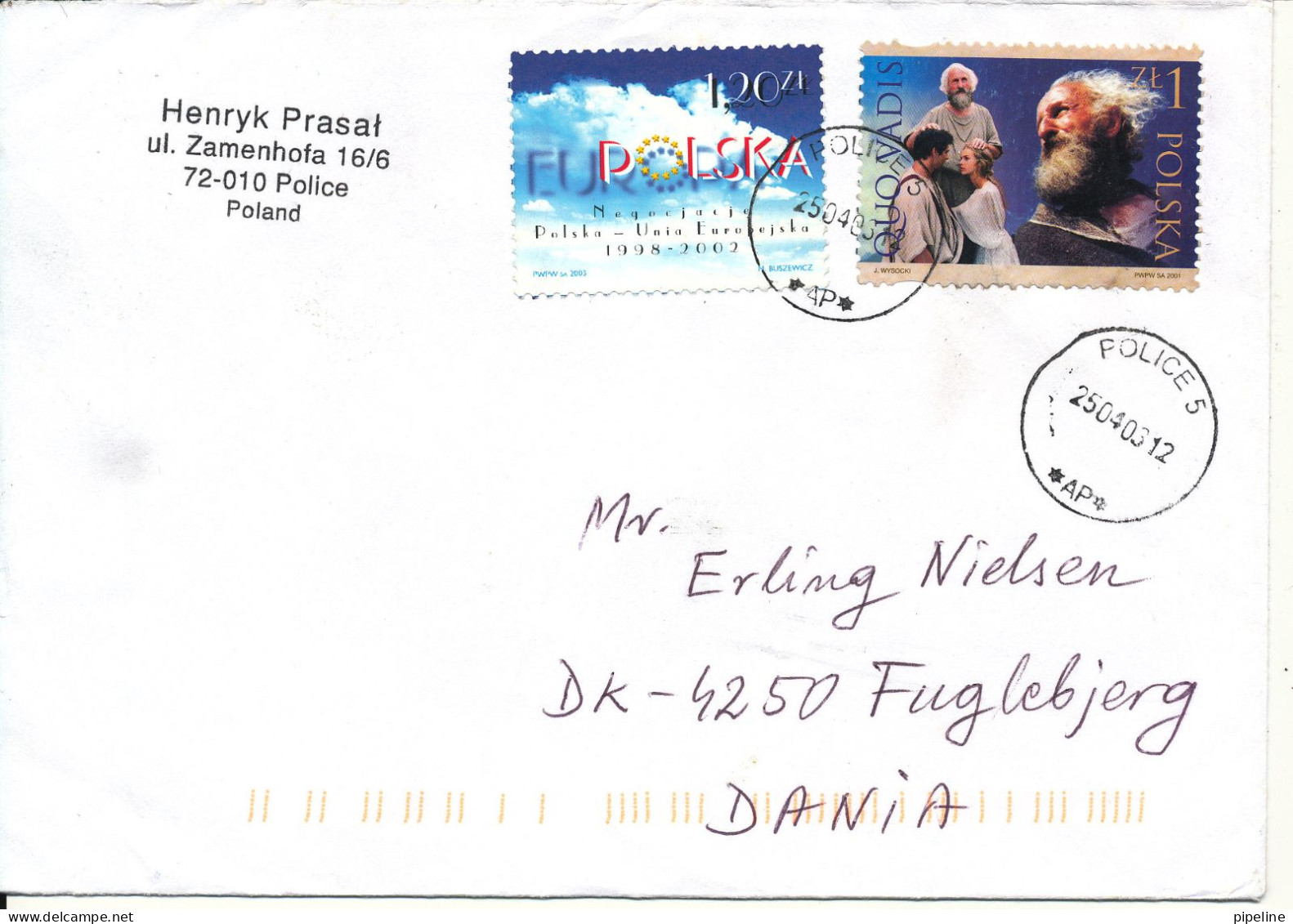 Poland Cover Sent To Denmark Police 25-4-2003 Topic Stamps - Covers & Documents