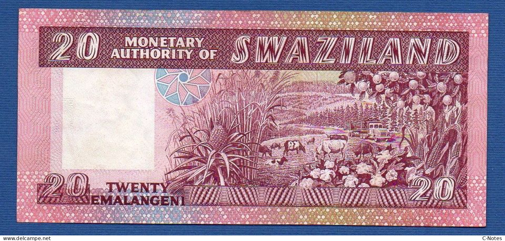 SWAZILAND - P. 5a – 20 Emalangeni ND (1974) XF/aUNC, S/n A259383 - Swasiland