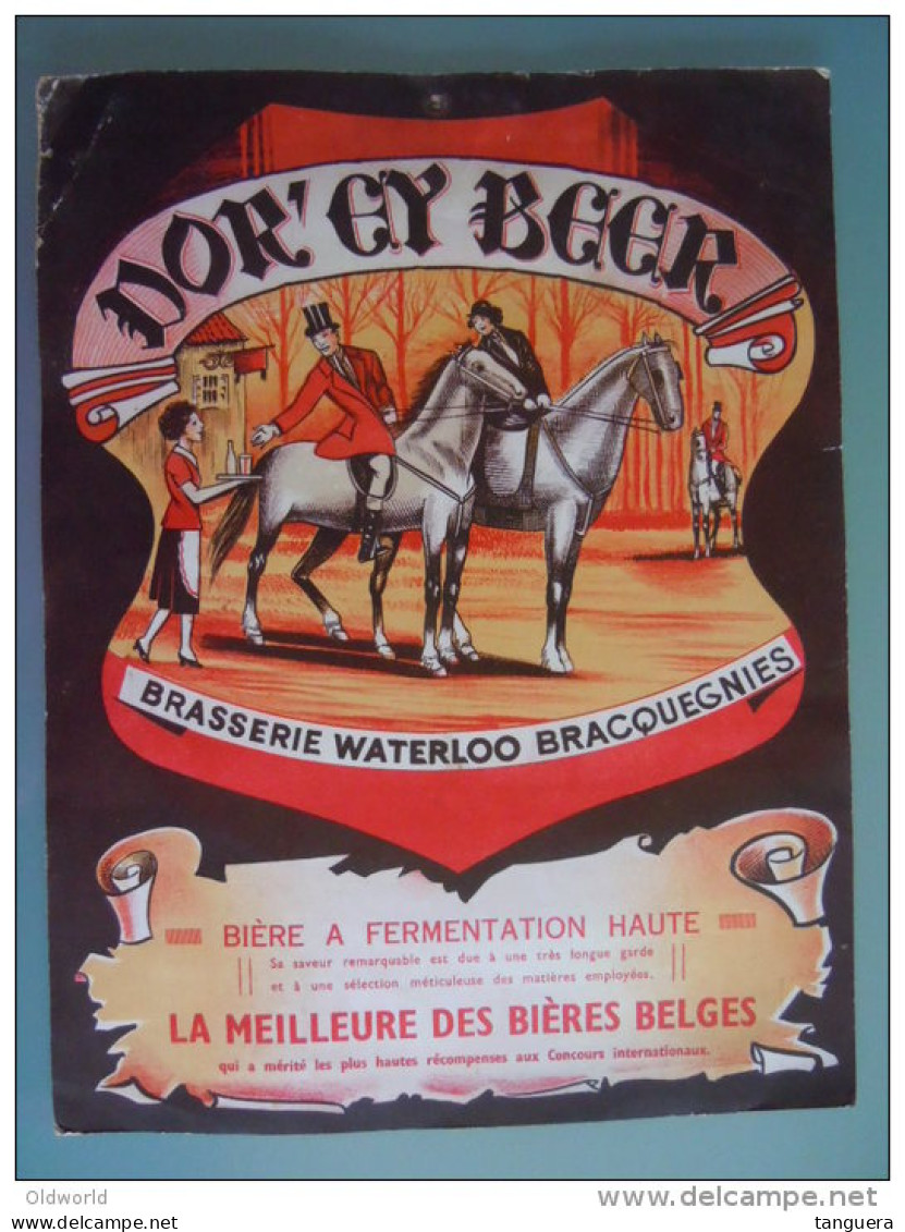 Anciene Affiche Bier Bière Belge DOR'CY BEER Brasserie Waterloo Bracquegnies Chevaux Karton Carton Cardbord 24 X 31,5 Cm - Posters