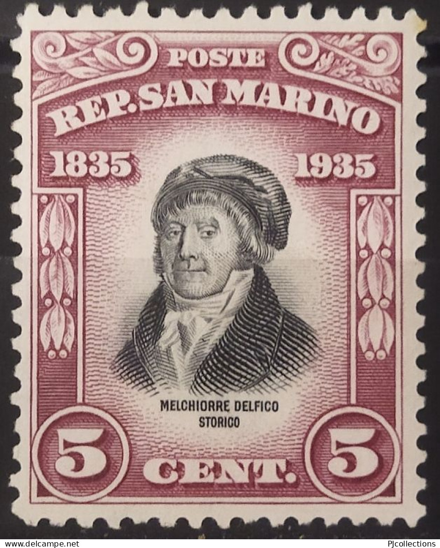 5042- SAN MARINO 1935 MELCHIORRE DELFICO (1744 - 1835) 5c MH - Oblitérés