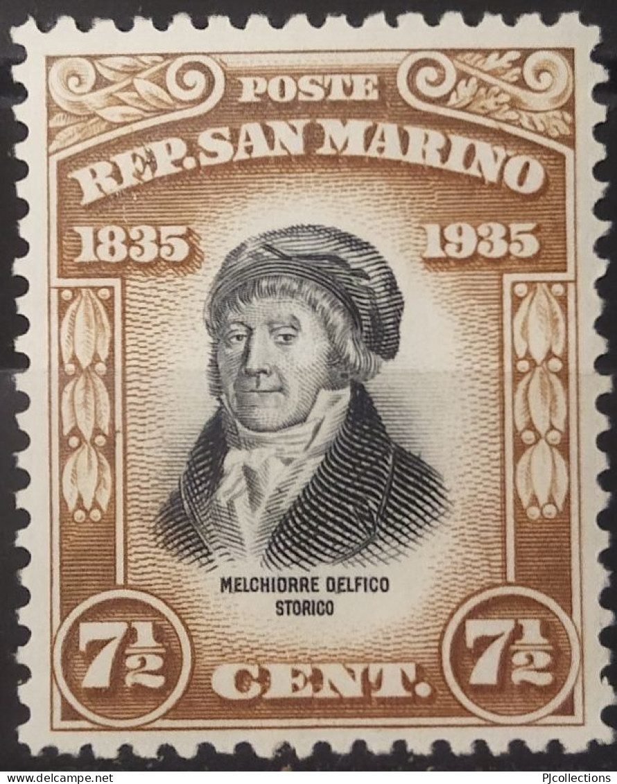 5043- SAN MARINO 1935 MELCHIORRE DELFICO (1744 - 1835) 7,5c MH - Oblitérés