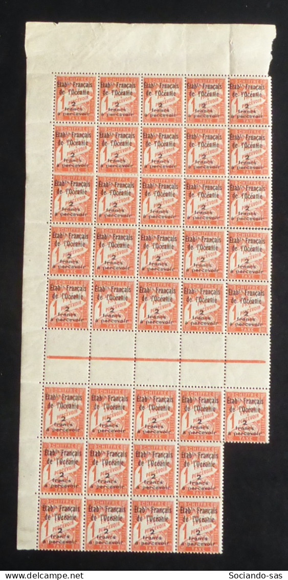 OCEANIE - 1926-27 - Taxe TT N°YT. 8 - Type Duval 2f Sur 1f - Bloc De 38 Bord De Feuille - Neuf GC ** / MNH - Postage Due