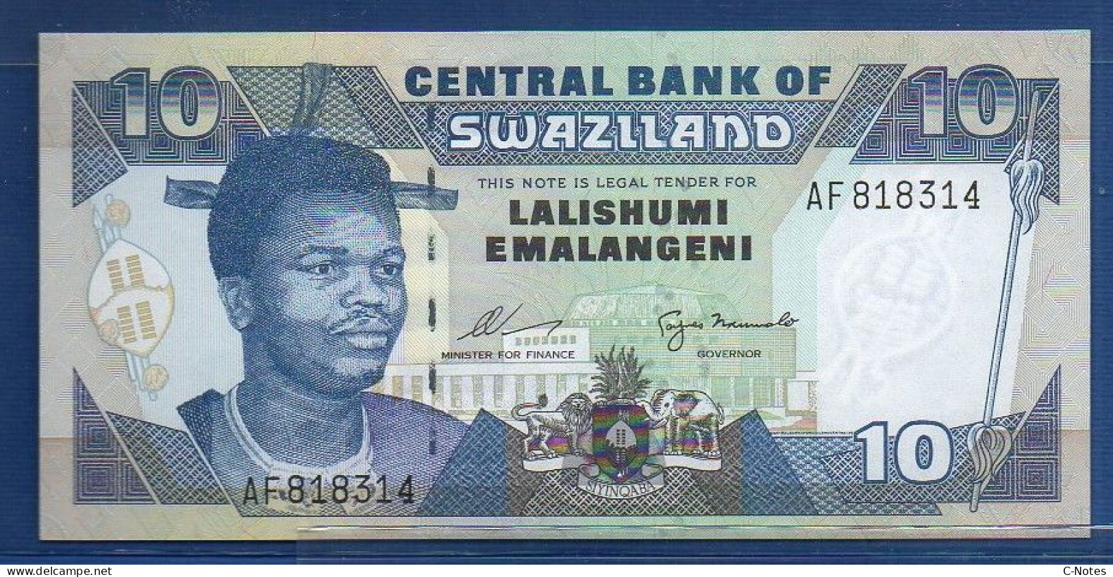 SWAZILAND - P.24a – 10 Emalangeni ND (1995) UNC, S/n AF818314 - Swaziland