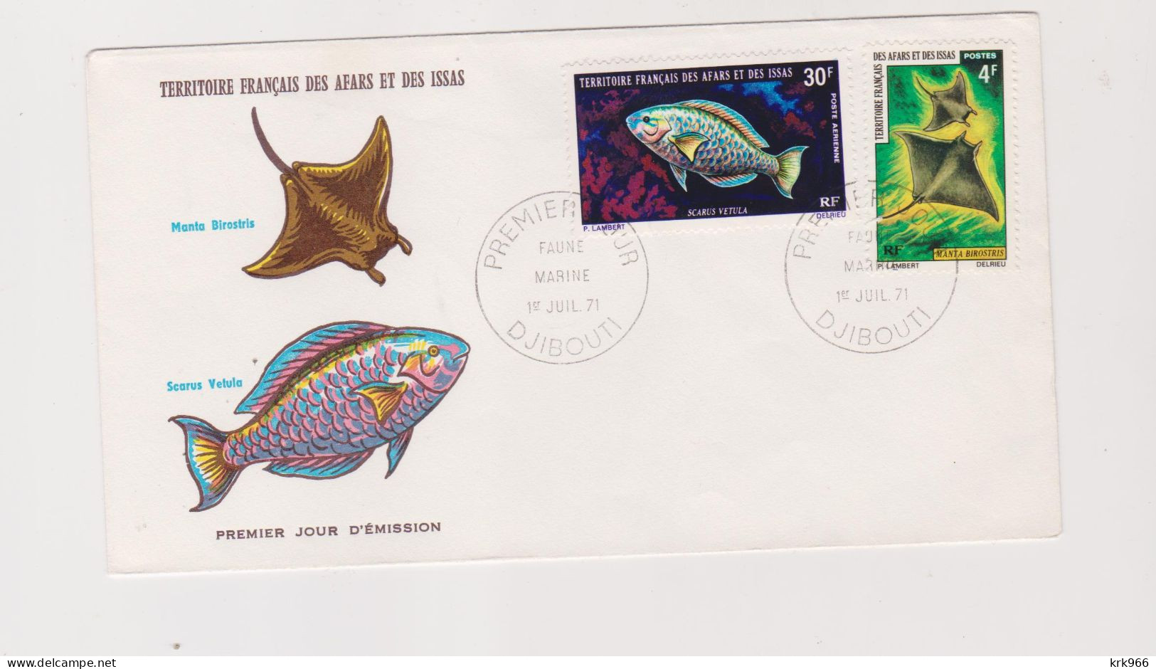 AFARS & ISSAS 1971 FDC Cover Fish - Covers & Documents