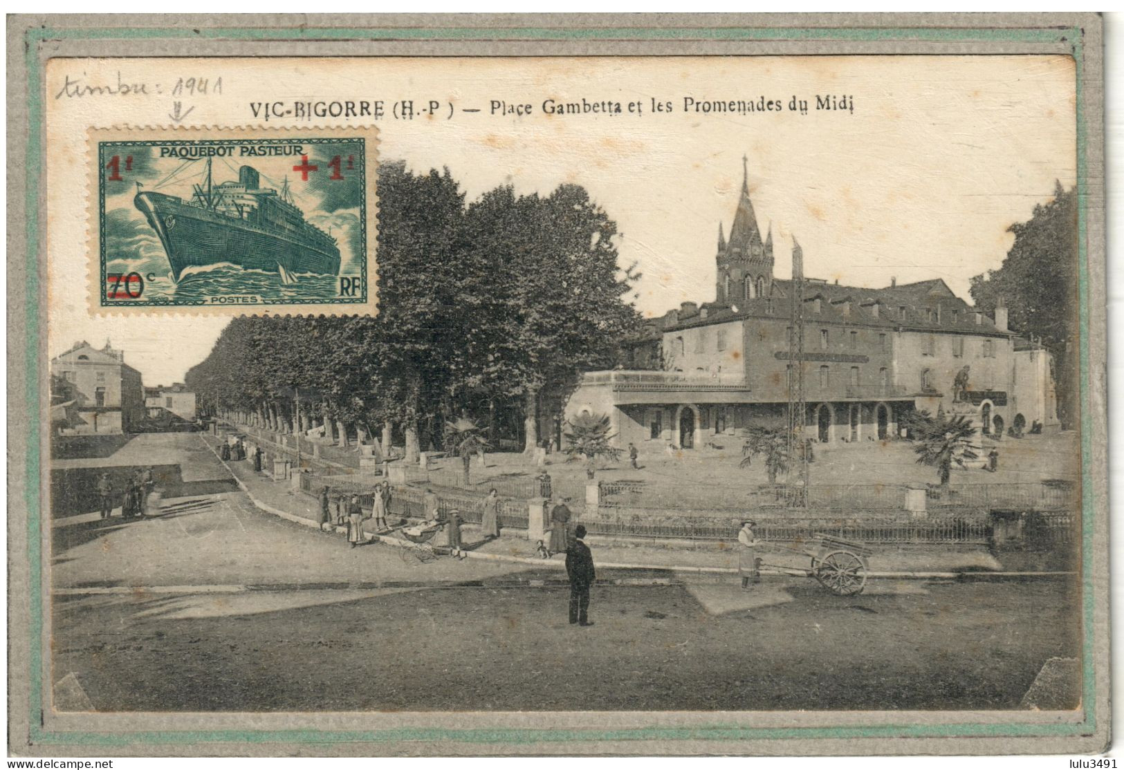 CPA - (65) VIC-sur-BIGORRE - Aspect De La Place Gambetta Et Les Promenades Du Midi - Beau Timbre 1941 - Vic Sur Bigorre