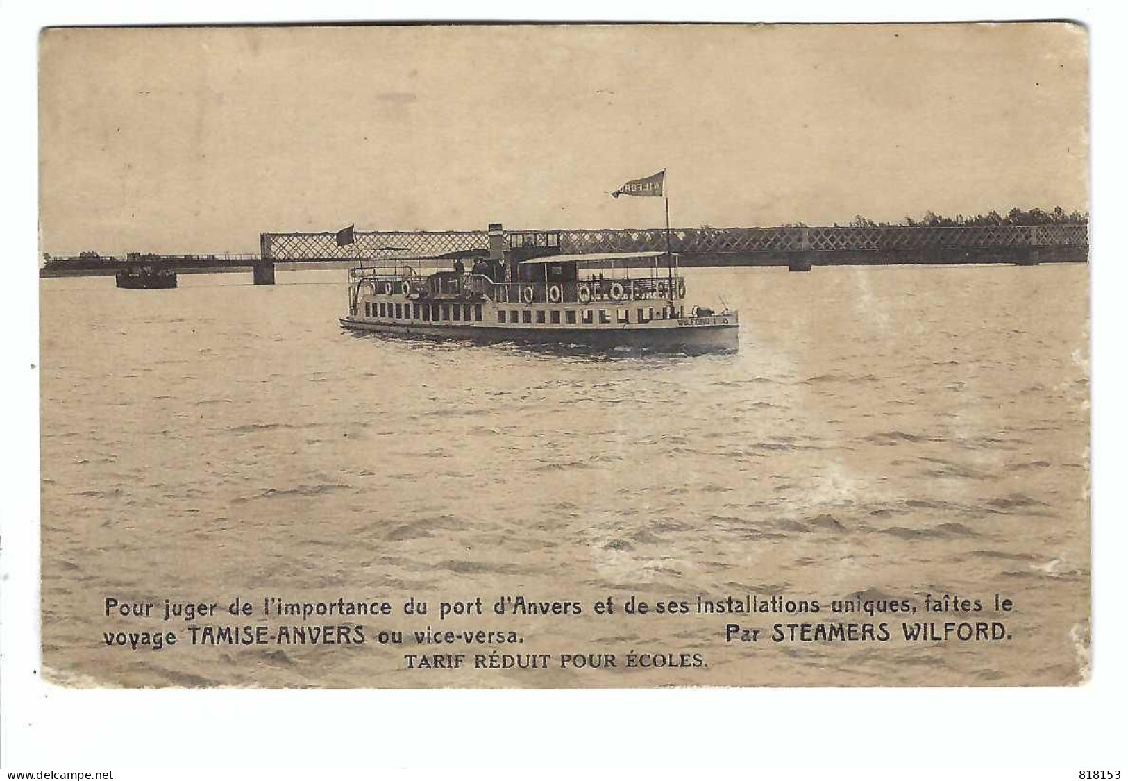 Temse   Tamise - Steamer WILFORD   TAMISE-ANVERS - Temse