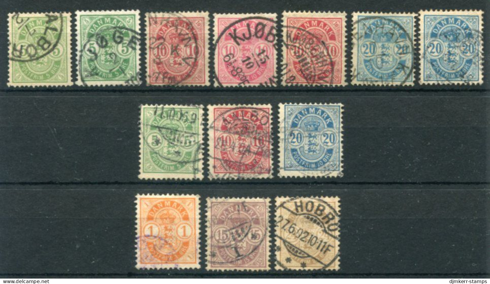 DENMARK 1895-1901 Arms Definitive With All Perforations Shades And Watermarks, Used.  Michel 34-36YA+B, 34-36Z, 37-39 - Usati