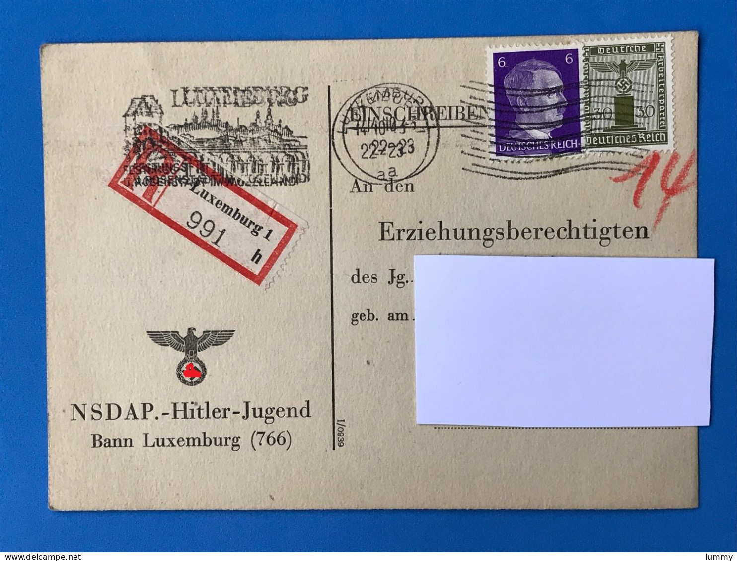 Luxembourg - Deutsches Reich - NSDAP Hitlerjugend Bann Luxemburg 766 - Dienstbefehl - 1943 Occupation - WW2 - Besatzung - Luxemburg - Stad