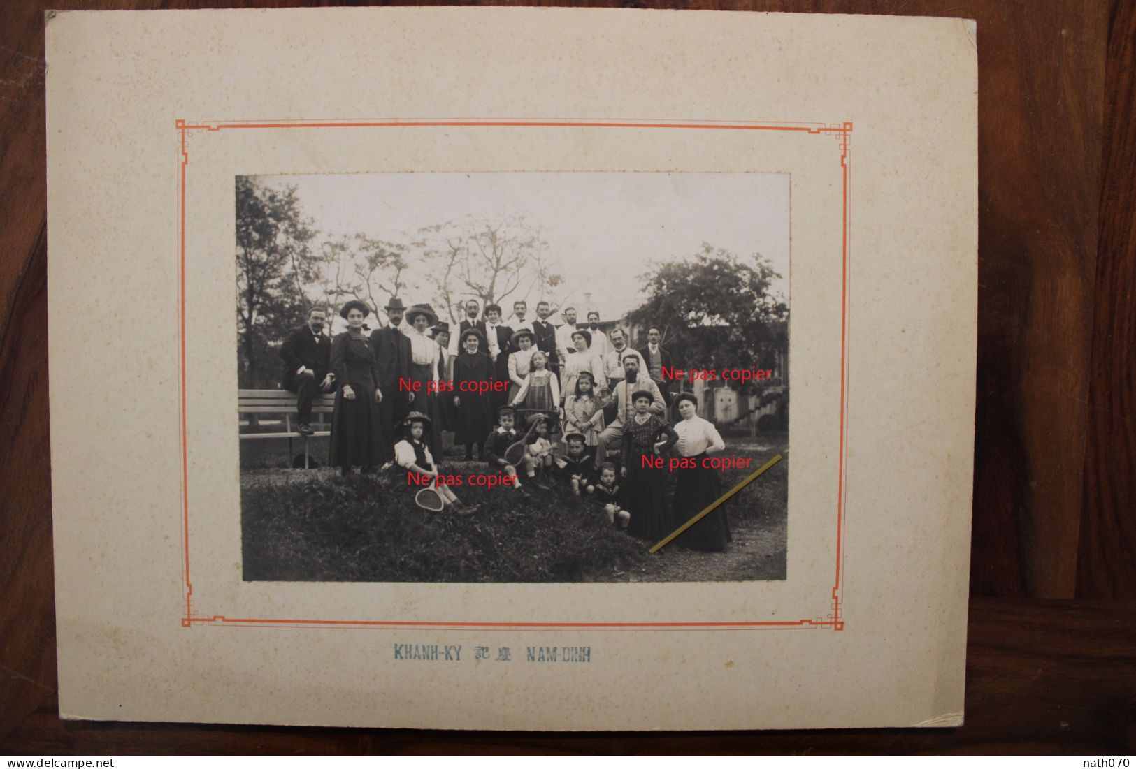 Photo 1900's Photographe Khanh Ky Nam-Dinh Famille Tennis Indochine Indo Chine Vietnam Tirage Print Vintage Rare ! - Luoghi