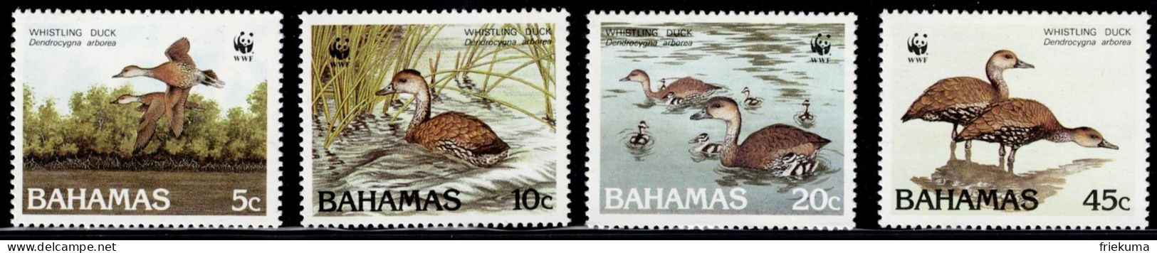 Bahamas 1988, Global Conservation, Birds: The Life Of The Cuban Whistling Duck (Dendrocygna Arborea), MiNr. 672-675  - Gänsevögel