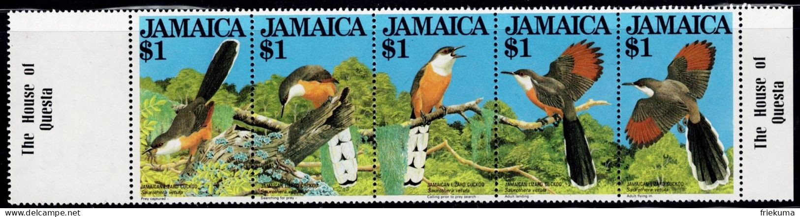 Jamaica 1982, Birds: Jamaikakuckuck/Coucou Jamaïcain/Jamaican Lizard Cuckoo (Saurothera Vetula), MiNr. 550-554 - Coucous, Touracos