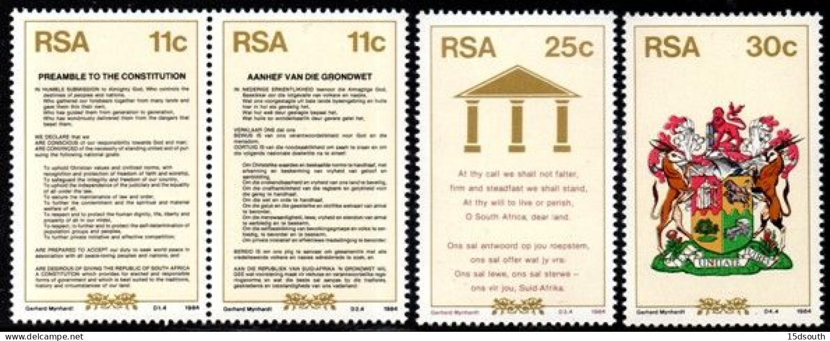 South Africa - 1984 New Constitution Set (**) # SG 566-569 - Nuovi