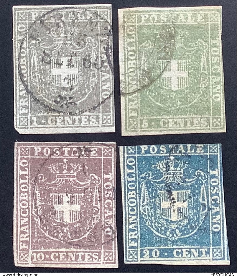 Toscana 1860 Sa. 17-18-19-20= 2175€ 1c,5c,10c,20c With Typical Margins But Without Faults Used (Tuscany Toscane - Toscana