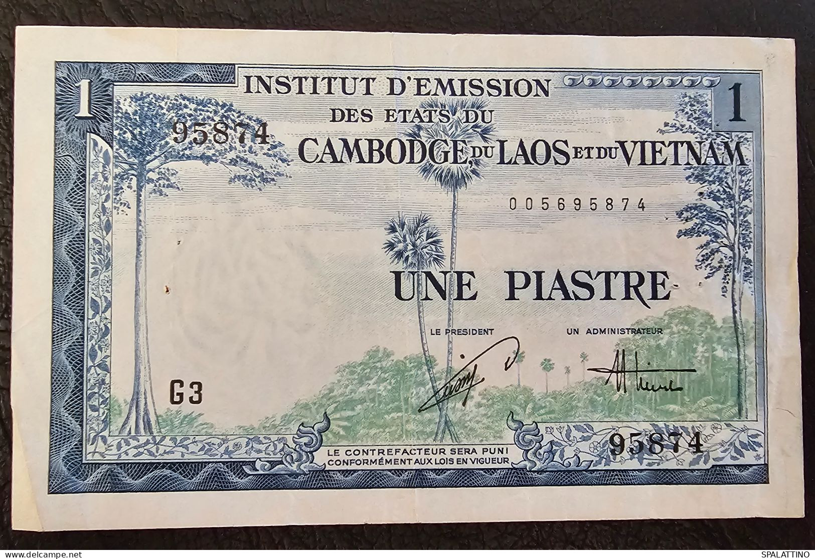 FRENCH INDOCHINE- 1 PIASTRE 1954. - Indochine