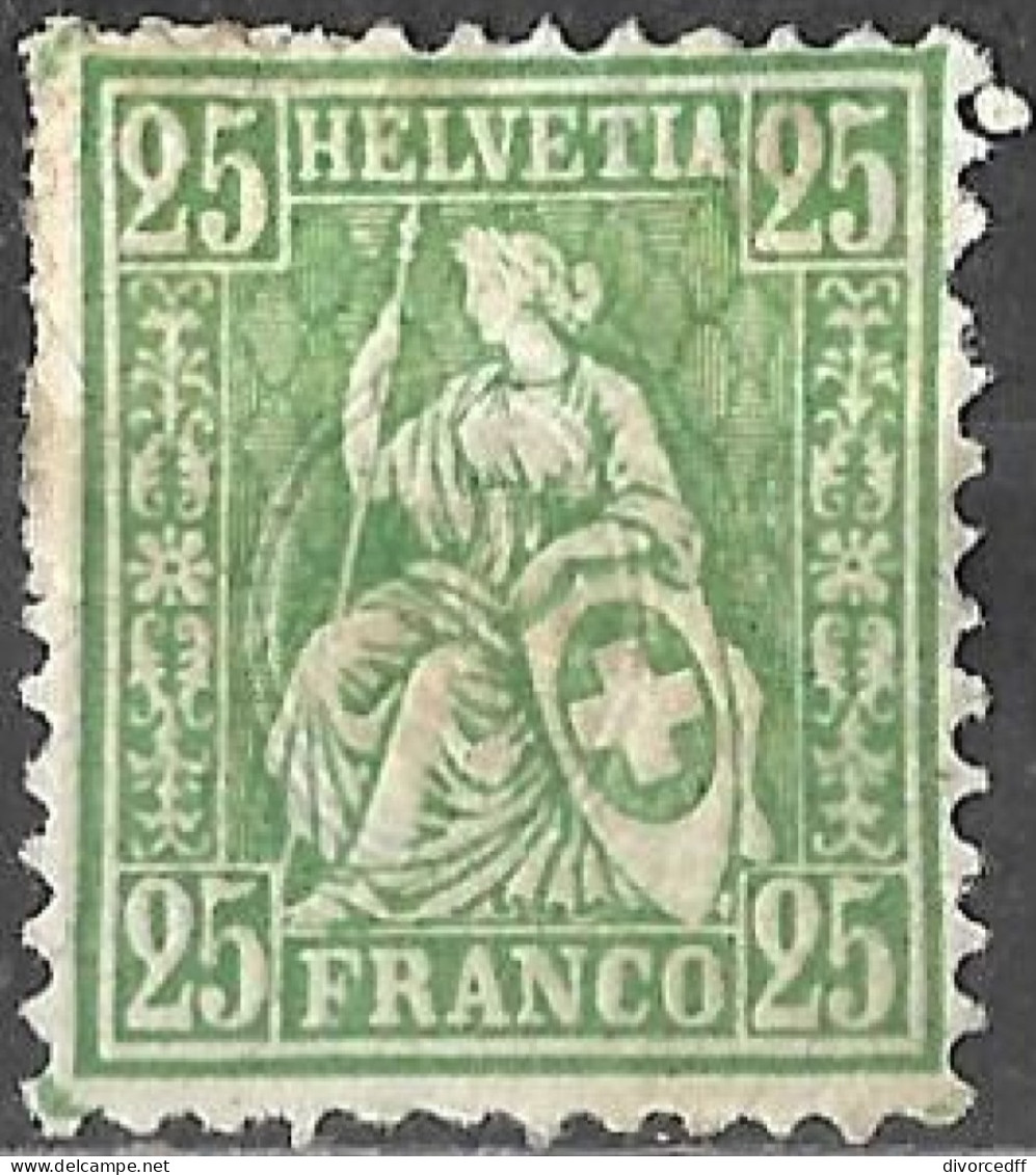Switzerland 1867 -1881 Mint Stamp Helvetia 25c [WLT266] - Nuevos