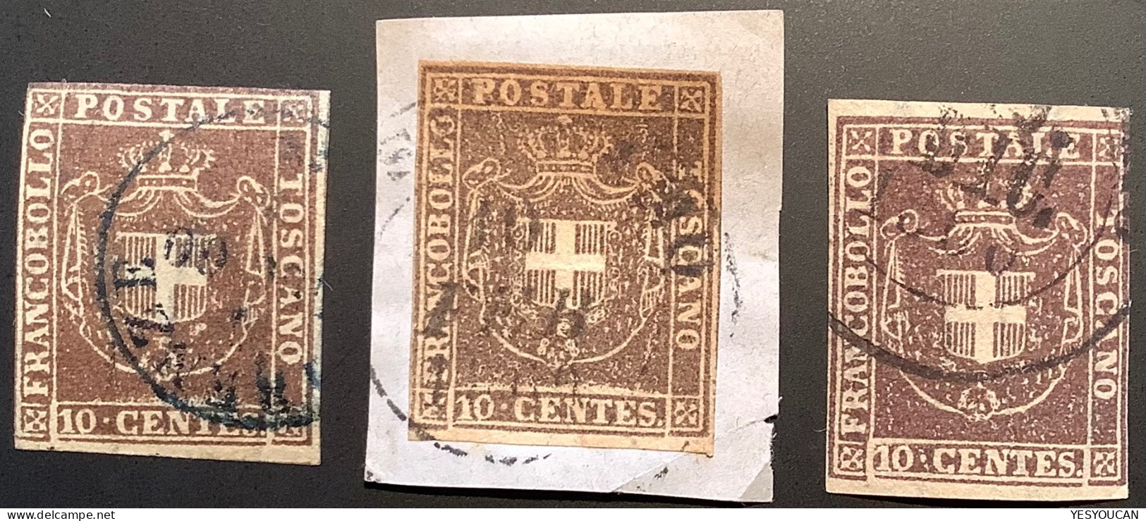 Toscana 1860 Sa. 19 1c THREE DIFFERENT SHADES Including One VF With Four Margins ! Used (Tuscany Toscane - Tuscany