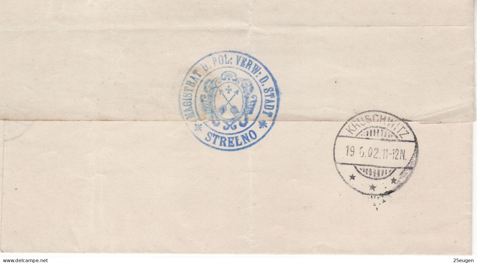 POLAND / GERMAN ANNEXATION 1902  LETTER  SENT FROM KRUSZWICA TO STRZELNO - Covers & Documents