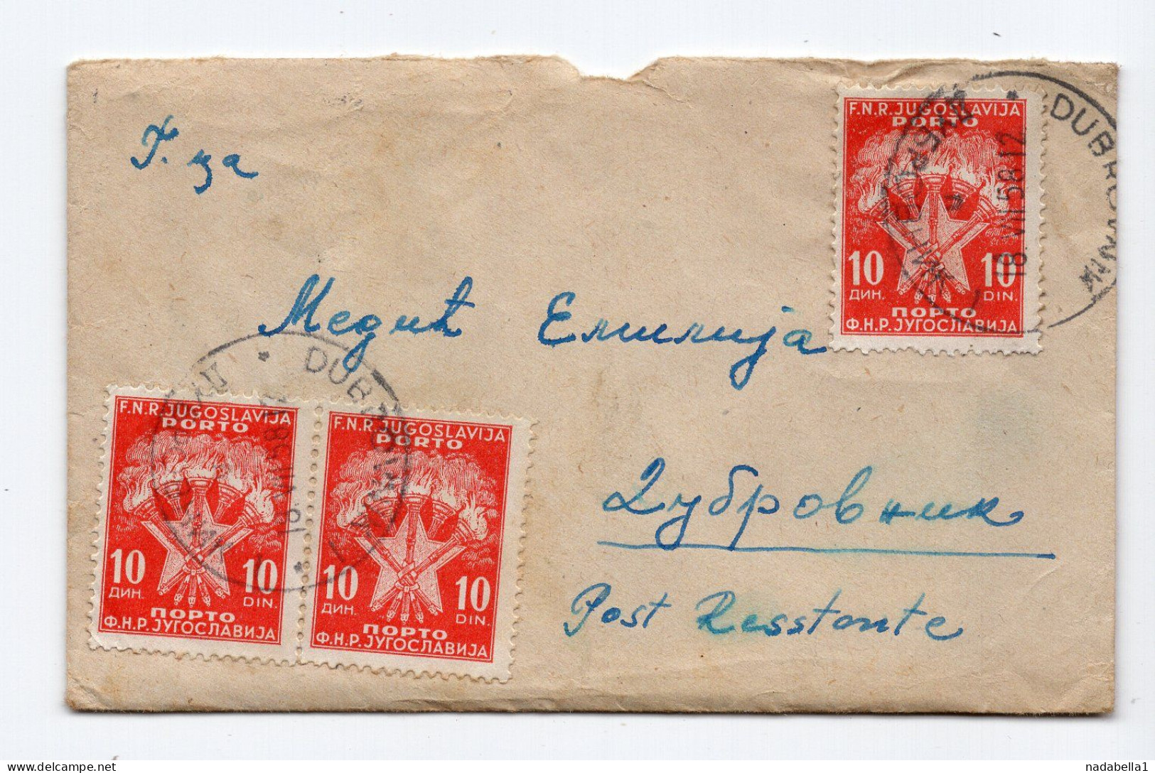 1958. YUGOSLAVIA,SERBIA,BELGRADE,COVER POST RESTANTE 30 DIN. TO DUBROVNIK - Luftpost