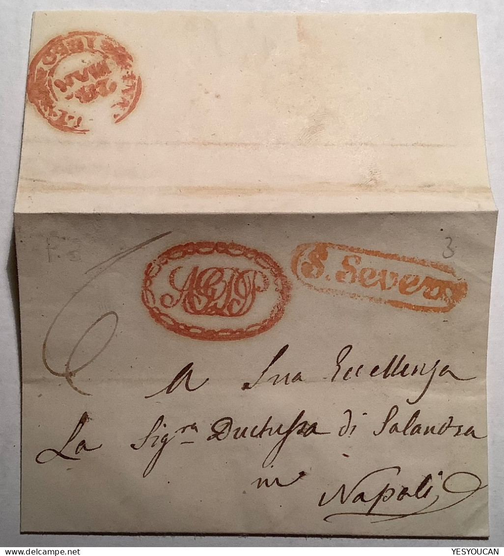 S.SEVERO (Puglia Foggia) 1850 Superb Cover>Napoli (lettera Naples - Napels