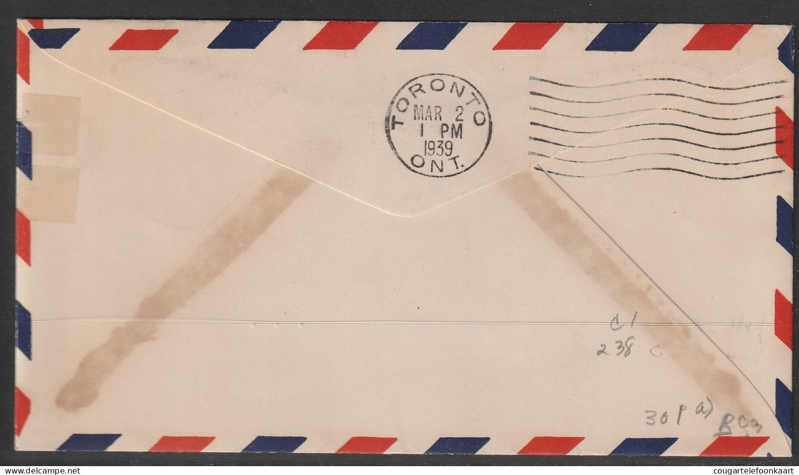 1939, First Flight Cover, Winnipeg-Toronto - First Flight Covers